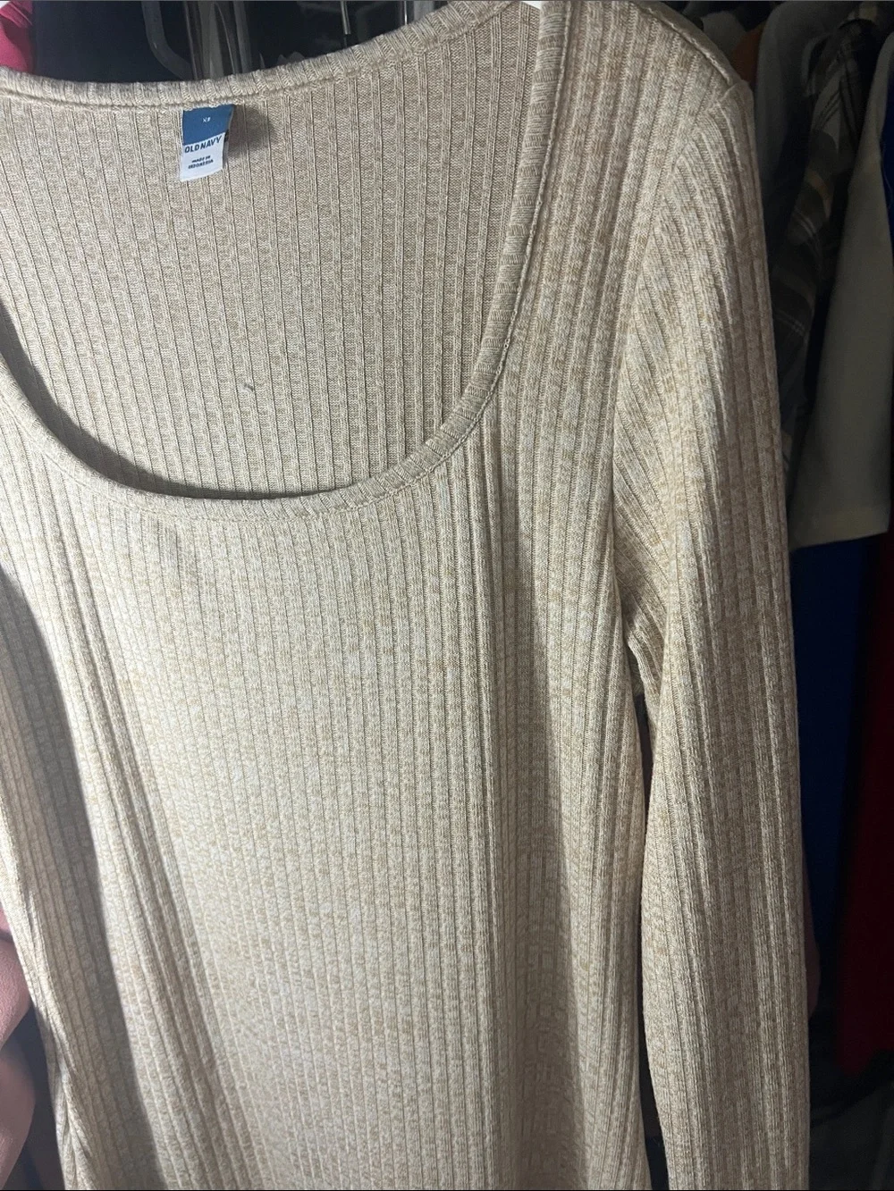 Old Navy Beige Ribbed Scoop Neck Tank